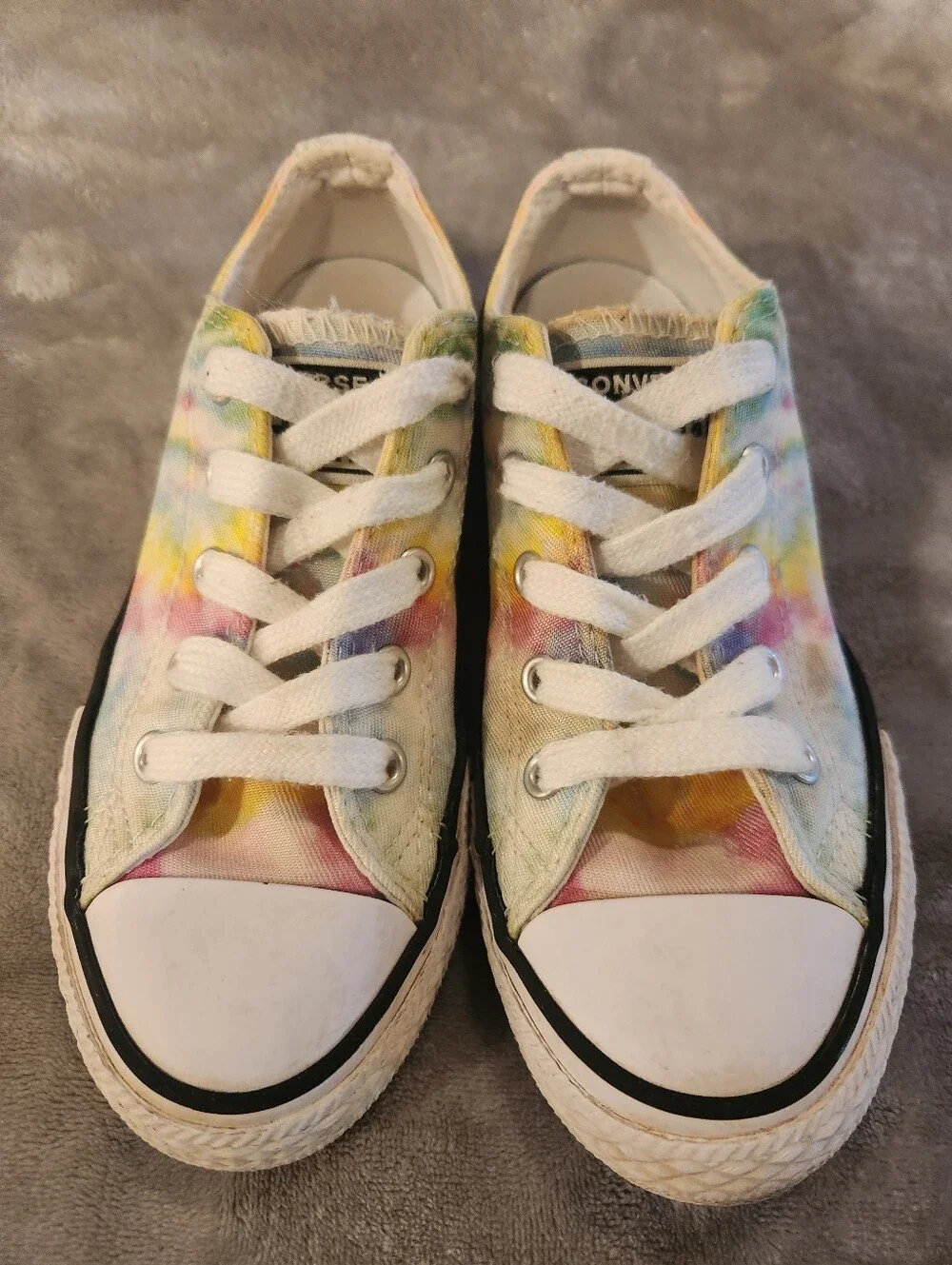 Converse Kids Tie-Dye Low Top Sneakers - White, Yellow, Pink, Green, Size 12C